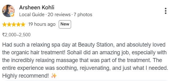 Beauty Station Google Review