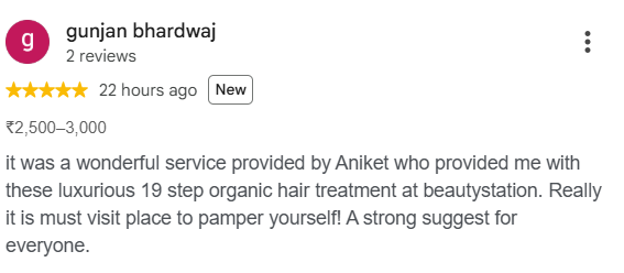 Beauty Station Google Review